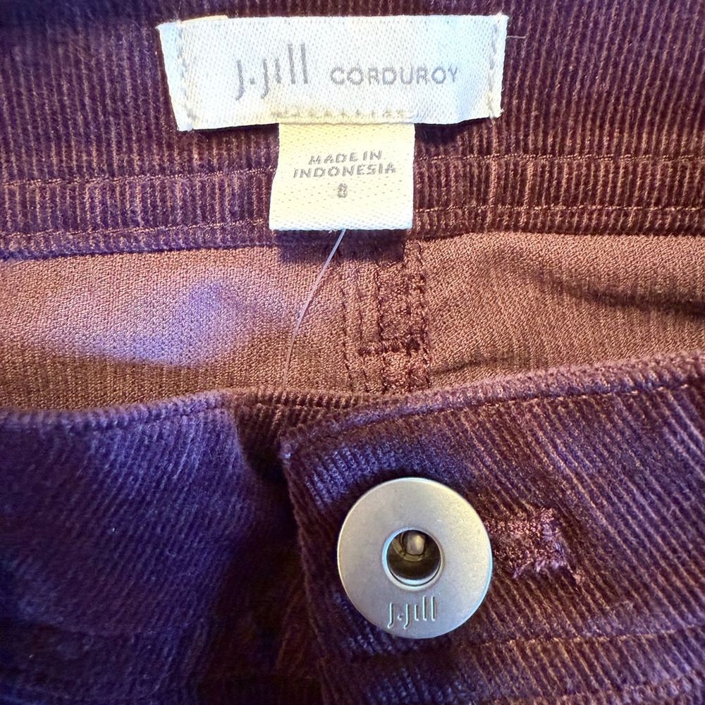 J. Jill Corduroy Button-Front Pants in Plum
